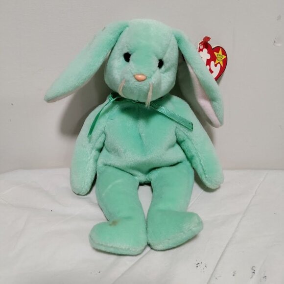 Ty Beanie Baby Mint Green Bunny Hippity Plush Toy With Original Tags 9 Collector